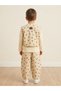 Boy's Teddy Bear Printed Cream Vest, Long Sleeve Bodysuit and Balloon Leg Pants 3-Piece Set - 2