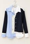 Women's Double Color Knitwear Garnished Striped Shirt Mta-T70 - 3