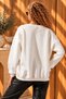 Ecru Cotton Three-Threaded Oversize Casual Crew Neck Long Sweatshirt - 6