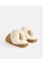Women Tan Faux Fur Closed Toe Mule Slippers - 3