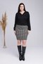 Women's Black and White Houndstooth Pattern Stretchy Short Pencil Skirt - 2
