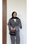 Women's Jacket with Pocket Details, Oversize, Belted, V-Neck, Top Button Closure, Pants, Denim Suit - 6