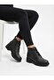 Black Genuine Leather 4.5 cm Heeled Thick Sole Women's Boots - 7