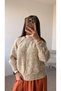 Crew Neck Textured Basic Women's Knitwear Sweater - Camel - Ecru - 3