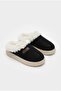 Women's Black Suede Fur Lined Thick Sole Winter Slippers 2810 - 3