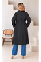 Women's Plus Size Double Breasted Collar Bondit Fabric Belt Detailed Lined Oversize Trench Coat Jacket 29011 - 6