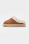 Women's Tan Suede Fur Lined Thick Sole Winter Slippers 2810 - 5