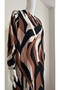 Black and Coffee Patterned Side Tie Viscose Prayer Dress Plus Size - 5