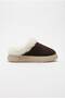 Women's Brown Suede Fur Lined Thick Sole Winter Slippers 2810 - 5