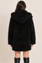 Women's Black Oversize Buttoned Unlined Plush Inside-Out Wellsoft Coat Cardigan - 3
