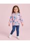 Girls Pink Printed Zip Through Hoodie - 2