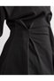 Black boat neck pleated waist long sleeve t-shirt - 5