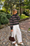 Women's Crew Neck Thick Striped Oversize Knitwear Sweater - 4