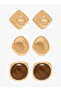 Gloo Pack of 3 Gold Tone Resin Stud Earrings with Pushback Closure