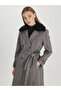Women's Fur Detailed Double Breasted Collar Cashmere Mink Coat 13114 - 2