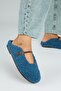 Rirta Women's Tedy Flat Elegant Buckle Night Blue Slippers - 4