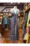 Saks Blue Shawl Patterned Silk Dress with Back Cutout and Tie Detail - 6