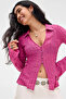 Fuchsia Color Button Detailed Long Sleeve Women's Blouse