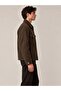 Men's Brown Collared Double Pocket Lined Cashmere Coat Jacket - 2