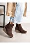 Pi̇uma Brown Suede Wedge Heeled Women's Boots