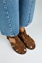 Lolie Women's Genuine Leather Caged Tan Sandals