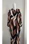 Black and Coffee Patterned Side Tie Viscose Prayer Dress Plus Size - 6