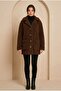 Women's Brown Oversize Buttoned Unlined Plush Inside-Out Wellsoft Coat Cardigan
