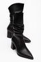 Women's Brown Pointed Toe Drawstring Boots with Back Zipper - 5
