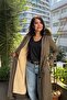 Women's Khaki Green Hooded Long Winter Coat with Fur Inside and Drawstring Waist |   Zippered Hijab Coat Parka - 6