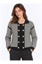 Women's Striped Polo Collar Double Breasted Knitwear Jacket - 3