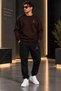 Unisex Oversize Winter Sweatshirt 2-Piece Tracksuit Set – Winter Sweatshirt, 2-Thread Sweatpants, Camouflage Print, Sporty Stylish