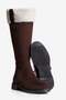 Women's Suede Boots with Fur Detail and Zipper Astrid Brown - 4