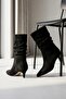 Sophia Short Length Black Suede Bellows (7 cm Heel) Pull-On Daily Women's Boots - 4