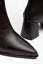 Women's Brown Pointed Toe Drawstring Boots with Back Zipper - 5