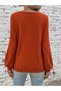 Women's long sleeve waffle knit blouse with collar, zipper detail, and decorative pockets. - 3
