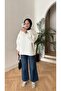 Women's Fleece Lined 3 Yarn Organic Cotton Oversize Basic Crew Neck Sweatshirt - 4