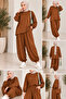 Women's Modal Suede Oversize Tunic with Elastic Waist Shalwar Trousers Two-Piece Set - 6