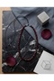 Burgundy Crystal Glass Beaded Steel Tip Adjustable Special Design Women's Necklace - 4