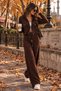 Design Zipper Detailed Diamond Pattern Knitwear Set - 2