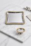 Luxury Two-In-One 1Pc Wicker Cup Holder and 1Pc Wicker Framed Italian Model 22X21 Stainless Steel Promise, Engagement, Coffee, Presentation Tray