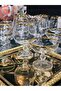 Sterna Real Gold 6-Piece Crystal Turkish Delight Bowl and 6-Piece 250 Cc Coffee or Water Glasses
