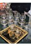 Sterna Real Gold 6-Piece Crystal Turkish Delight Bowl and 6-Piece 250 Cc Coffee or Water Glasses - 2