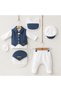 Newborn Baby Boy Vest with Detailing Muslin 5-Piece Hospital Release Zibin Set - 5