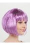 Rose Pink Short Cut Bob with Bangs Synthetic Party Wig Adult Costume and Entertainment Accessory - 3