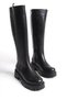 Sonya Genuine Leather Zippered Black Women's Boots