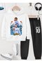 Mbappe Printed Boys' Tracksuit, 3-Yarn Shardooned Fabric