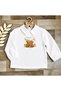 Cream Gold Detailed Teddy Bear Concept Birthday Pants Overalls Long Sleeve Shirt Bow Tie Set - 3