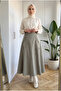 Women's High Waist Cross Lace Detailed 95 cm Flared Skirt - 4