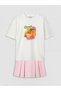 Printed T-Shirt and Shorts Skirt for Girls - 2