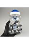500 Cc Glass Cup with Straw - Blue Lid + Brushed Stainless Steel Gold Straw Set - 500 ml Glass with Straw with Bear Figure for Water, Cool Coffee, Juice, Soft Drinks, Etc. - Gift-Ready Cup - 3